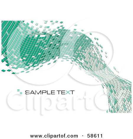 Royalty-Free (RF) Clipart Illustration of a Green Tile Wave Mosaic Background With Sample Text - Version 1 by MilsiArt
