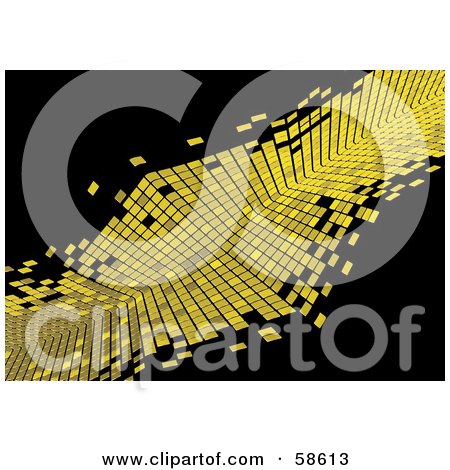 Royalty-Free (RF) Clipart Illustration of a Gold Tile Wave Mosaic Background - Version 1 by MilsiArt