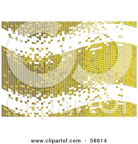 Royalty-Free (RF) Clipart Illustration of a Gold Tile Wave Mosaic Background - Version 2 by MilsiArt