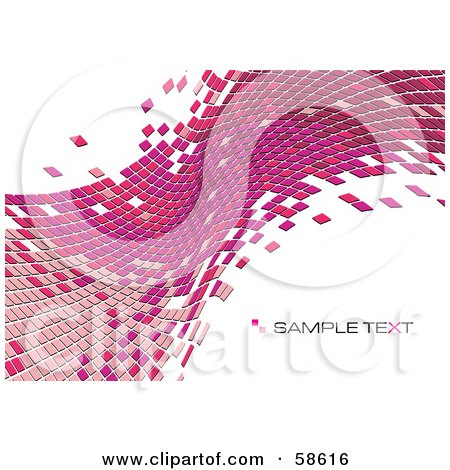 Royalty-Free (RF) Clipart Illustration of a Pink Tile Wave Mosaic Background With Sample Text - Version 1 by MilsiArt