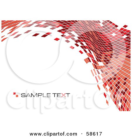 Royalty-Free (RF) Clipart Illustration of a Red Tile Wave Mosaic Background With Sample Text - Version 1 by MilsiArt