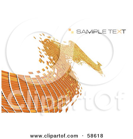 Royalty-Free (RF) Clipart Illustration of an Orange Tile Wave Mosaic Background With Sample Text - Version 1 by MilsiArt