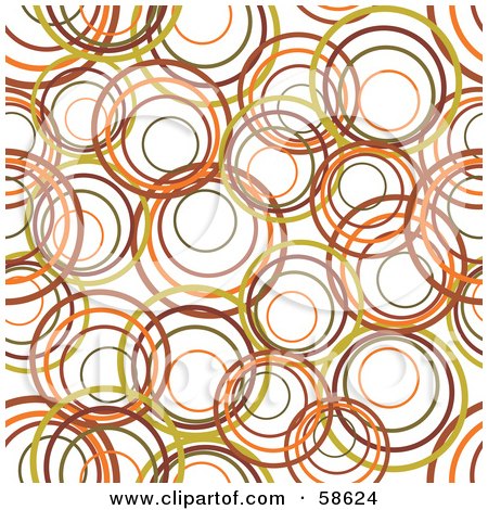 Royalty-Free (RF) Clipart Illustration of a Background Of Olive Green, Brown And Orange Rings On White by MilsiArt