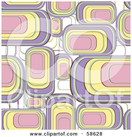 Royalty-Free (RF) Clipart Illustration of a Background Of Retro Styled Purple, Pink And Yellow Rectangles by MilsiArt