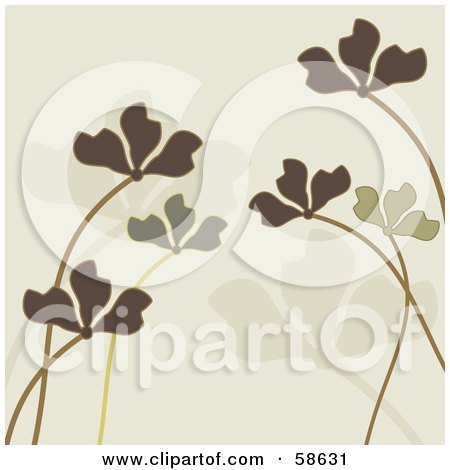 Royalty-Free (RF) Clipart Illustration of a Background Of Green Plant Leaves And Stalks Over Beige by MilsiArt