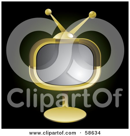 Royalty-Free (RF) Clipart Illustration of a Retro Golden Tv On A Stand by MilsiArt