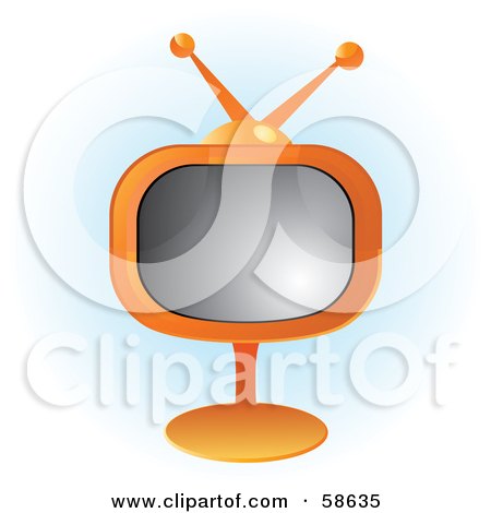Royalty-Free (RF) Clipart Illustration of a Retro Orange Tv On A Stand by MilsiArt