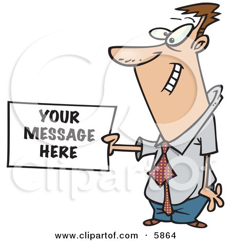 Business Man Holding a Sign Ready For Your Text Clipart by toonaday