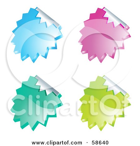 Royalty-Free (RF) Clipart Illustration of a Digital Collage Of Colorful Peeling Seal Stickers On White by MilsiArt