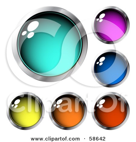 Royalty-Free (RF) Clipart Illustration of a Digital Collage Of Deep Colored Chrome Rimmed Web Buttons by MilsiArt
