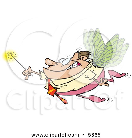 Business Man Office Fairy With Wings and a Magic Wand Clipart Illustration by toonaday