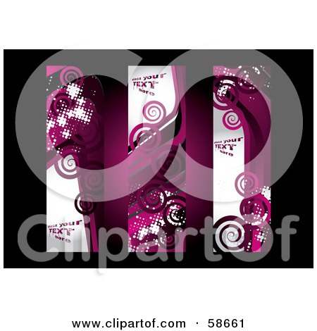 Royalty-Free (RF) Clipart Illustration of a Digital Collage Of Three Grungy Pink Spiral Banners by MilsiArt