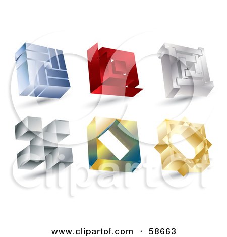 Royalty-Free (RF) Clipart Illustration of a Digital Collage Of 3d Icon Squares by MilsiArt