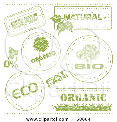 Royalty-Free (RF) Clipart Illustration of a Digital Collage Of Green Eco Stamps by MilsiArt