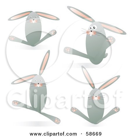 Royalty-Free (RF) Clipart Illustration of a Digital Collage Of Four Gray Bunnies With Long Ears by MilsiArt