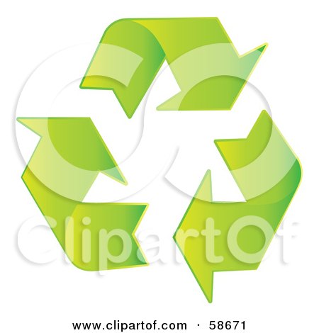 Royalty-Free (RF) Clipart Illustration of Gradient Green Three Recycle Arrow Icon by MilsiArt