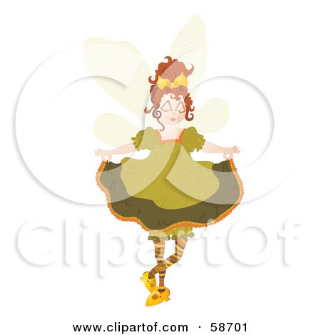 Royalty-Free (RF) Clipart Illustration of a Brunette Fairy Holding Up Her Dress by MilsiArt