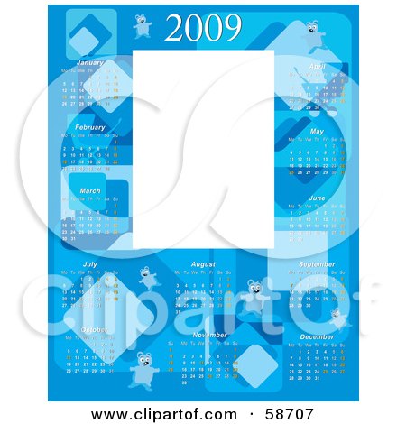 Royalty-Free (RF) Clipart Illustration of a Blue Baby Boy 2009 Calendar by MilsiArt