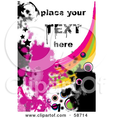 Royalty-Free (RF) Clipart Illustration of a Splattered Rainbow And Grunge Background With Sample Text by MilsiArt