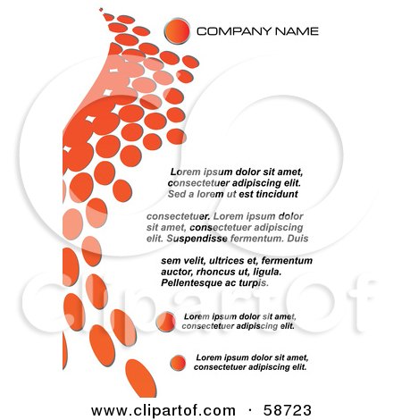 Royalty-Free (RF) Clipart Illustration of a Background Template With Orange Dots And Sample Text by MilsiArt