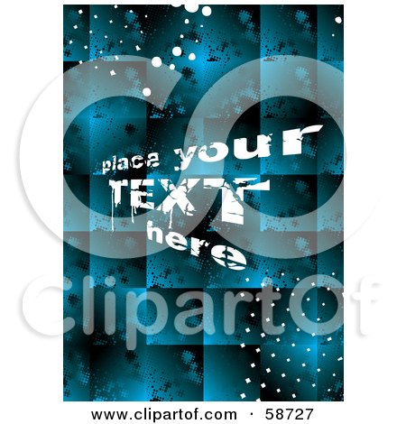 Royalty-Free (RF) Clipart Illustration of a Grungy Blue Tile Background With Sample Text by MilsiArt