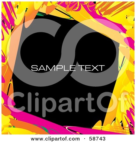 Royalty-Free (RF) Clipart Illustration of a Slanted Square Background Bordered With Colorful Smears And Sample Text by MilsiArt