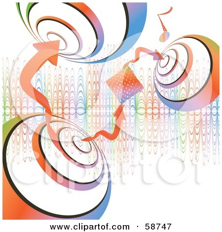Royalty-Free (RF) Clipart Illustration of a Colorful Music Beat Background With Circles And Arrows by MilsiArt