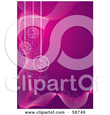 Royalty-Free (RF) Clipart Illustration of a Purple And Pink Christmas Background With Ornaments by MilsiArt