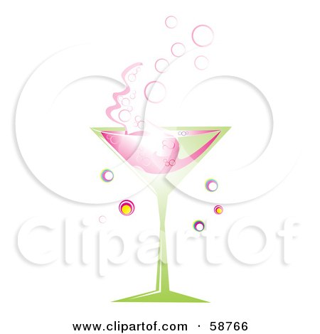 Royalty-Free (RF) Clipart Illustration of a Splashing Pink Cocktail In A Green Glass by MilsiArt