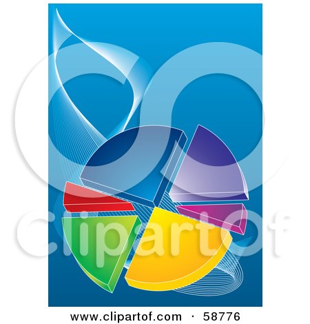 Royalty-Free (RF) Clipart Illustration of a Colorful Pie Chart With Separating Pieces On A Blue Background by MilsiArt