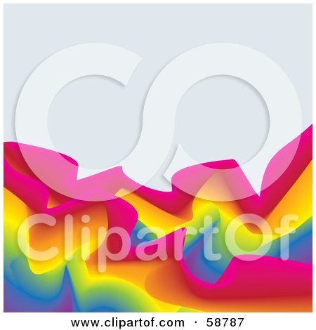 Royalty-Free (RF) Clipart Illustration of a Wave Of Vibrant Rainbow Wrinkles Along A White Background by kaycee