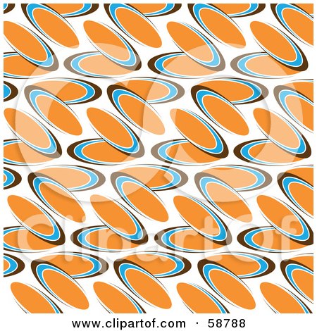Royalty-Free (RF) Clipart Illustration of an Abstract Background Of Orange, Blue And Brown Ovals On White by kaycee