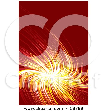 Royalty-Free (RF) Clipart Illustration of a Swirling Light Explosion On Red by kaycee