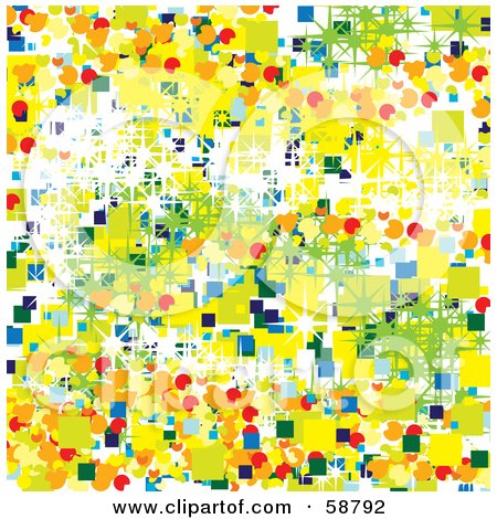 Royalty-Free (RF) Clipart Illustration of an Abstract Background Of Colorful Squares, Circles And Sparkles by kaycee