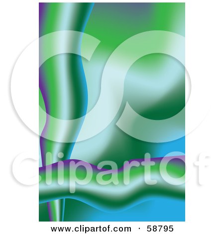 Royalty-Free (RF) Clipart Illustration of a Blurred Green And Blue Background Bordered With Purple And Green Waves by kaycee