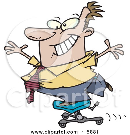 Business Man Clowning Around While Standing on a Chair Clipart Illustration by toonaday