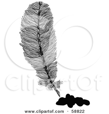 Royalty-Free (RF) Clipart Illustration of a Fluffy Feather With Black Ink Drips by kaycee