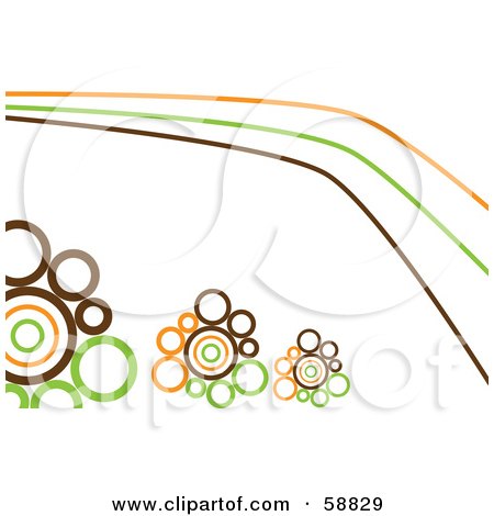 Royalty-Free (RF) Clipart Illustration of Orange, Brown And Green Lines And Retro Circles On White by kaycee