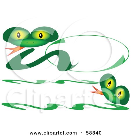 Royalty-Free (RF) Clipart Illustration of a Friendly Green Snake Logo And Banner by kaycee