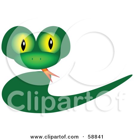 Royalty-Free (RF) Clipart Illustration of a Green Snake With A Swoosh Body by kaycee