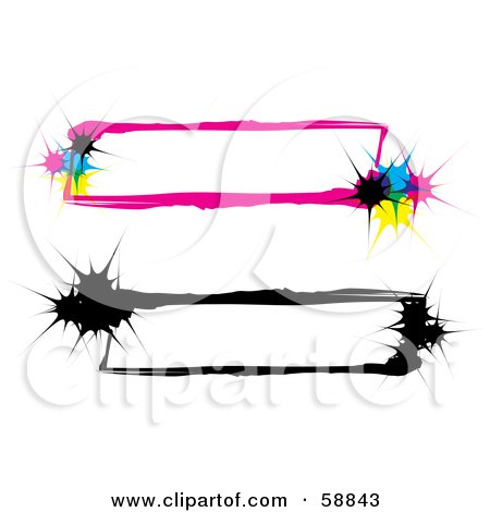 Royalty-Free (RF) Clipart Illustration of a Digital Collage Of Two Cmyk And Black And White Banners by kaycee