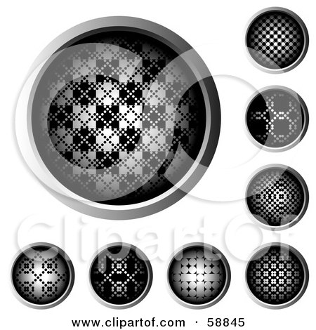 Royalty-Free (RF) Clipart Illustration of a Digital Collage Of Halftone Web Buttons Rimmed In Chrome by kaycee