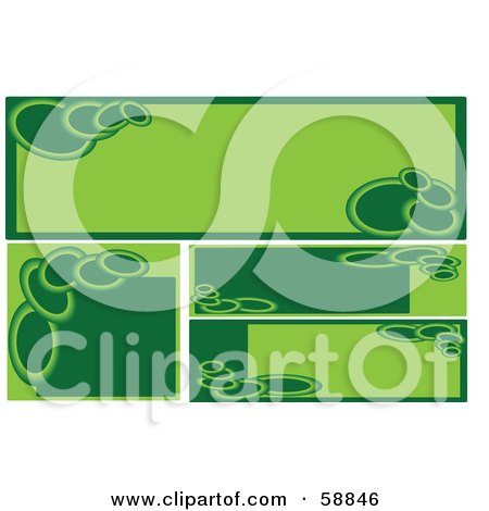Royalty-Free (RF) Clipart Illustration of a Digital Collage Of Square And Rectangular Blank Green Banners - Version 1 by kaycee