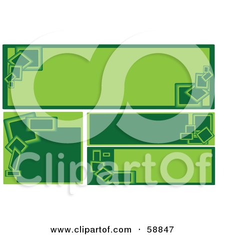 Royalty-Free (RF) Clipart Illustration of a Digital Collage Of Square And Rectangular Blank Green Banners - Version 2 by kaycee