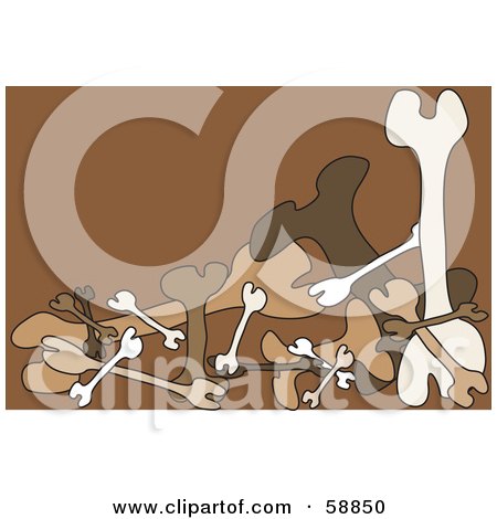 Royalty-Free (RF) Clipart Illustration of a Group Of Various Dog Bones On A Brown Background by kaycee