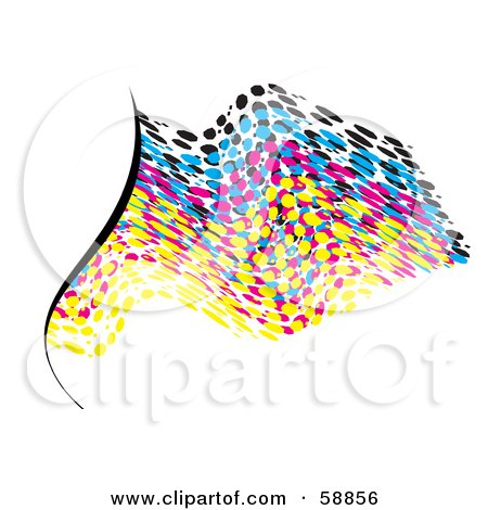 Royalty-Free (RF) Clipart Illustration of a Waving CMYK Dotted Flag On White - Version 1 by kaycee