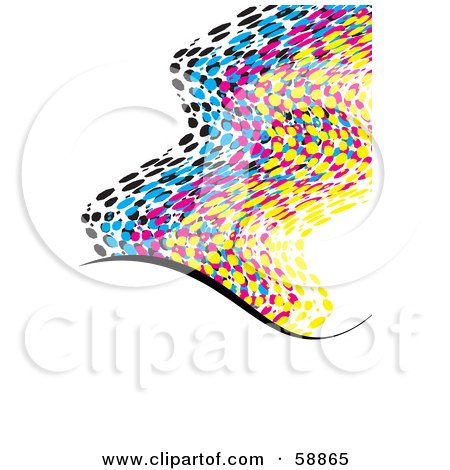 Royalty-Free (RF) Clipart Illustration of a Waving CMYK Dotted Flag On White - Version 2 by kaycee