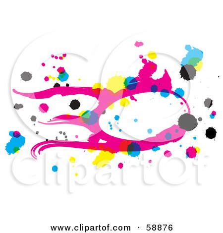 Royalty-Free (RF) Clipart Illustration of a Pink, Yellow, Blue And Black CMYK Abstract Drawing On White by kaycee