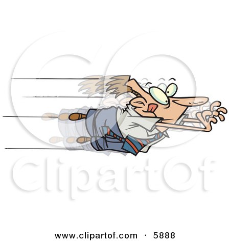 Caucasian Business Man Leaping Excitedly Forward Into Advancement Clipart Illustration by toonaday
