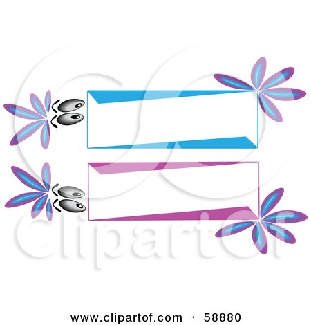 Royalty-Free (RF) Clipart Illustration of a Digital Collage Of Two Blue And Purple Parrot Banners by kaycee
